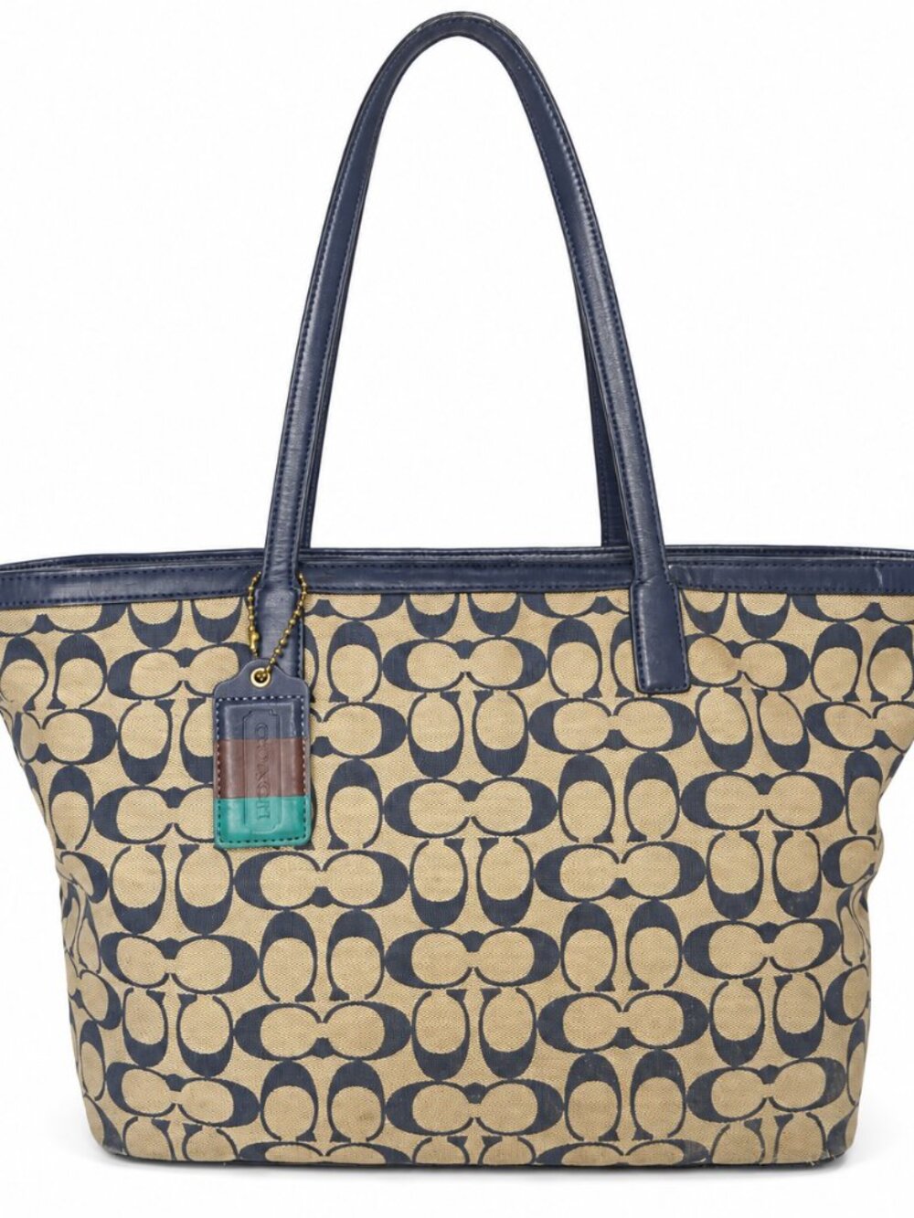 Coach Medium City Signature Tote | Navy & Khaki